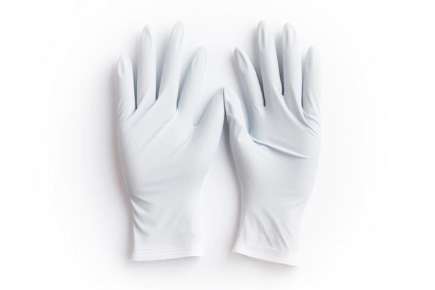 医師の衛生白い背景に手指衛生と患者ケアの重要性を例示するラテックス手袋