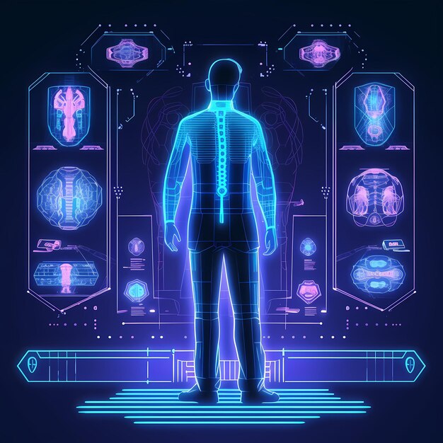 Foto dottore salva dati medici ai cyber connessione alla rete globale medico futuristico