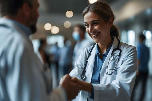 Photo doctor shaking business hand