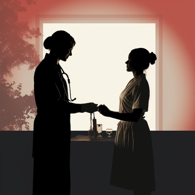 Photo doctor silhouettenurse silhouette