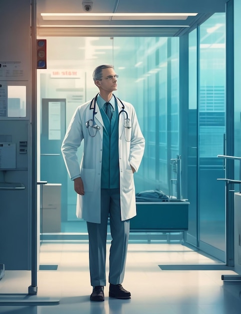 doctor standing in a hospital Generative Ai