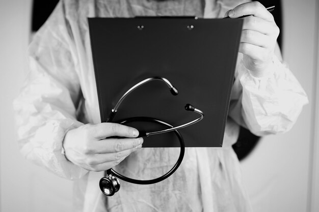 Doctor stethoscope file black and white