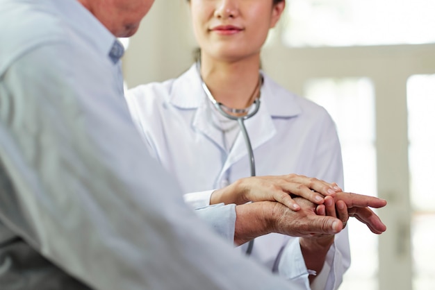 Doctor supporting the patient