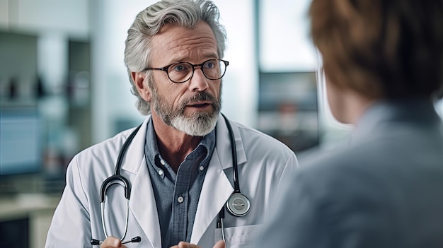 Doctor talking to a patient in the clinic or hospital