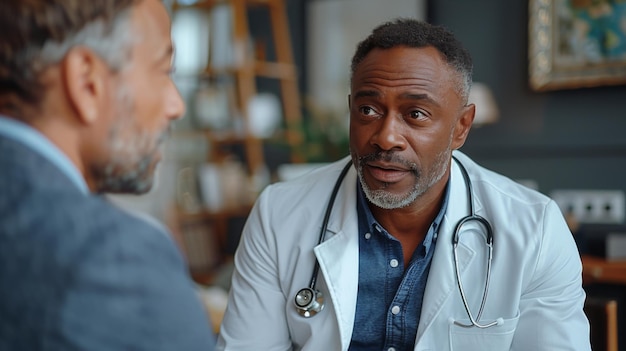 Doctor talking to patient in room