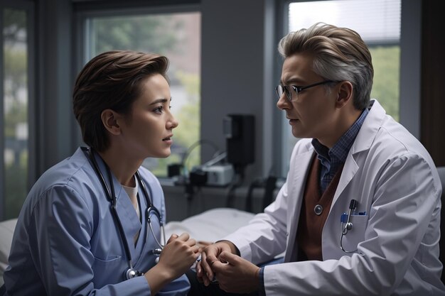 Photo doctor talking to patient