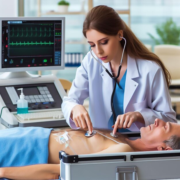 Doctor treating patient in hospital