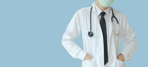 Doctor in uniform and medical mask isolated