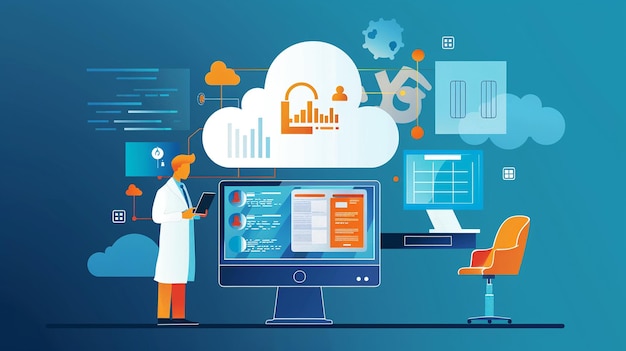 doctor using computer backup data on cloud computer technology and storage online for computer computer backup storage data internet technology backup online document