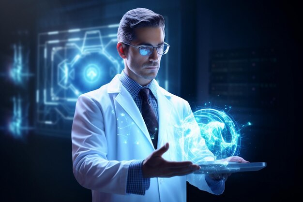 Doctor using digital medical futuristic interface 3d rendering