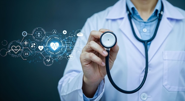 doctor using a digital stethoscope