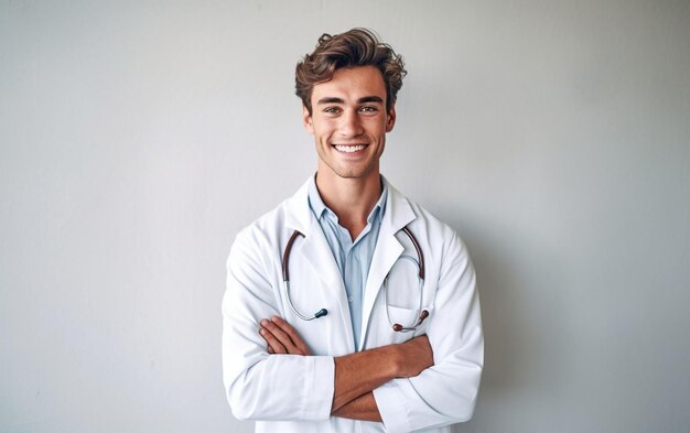 Foto un dottore che indossa una camicia da laboratorio