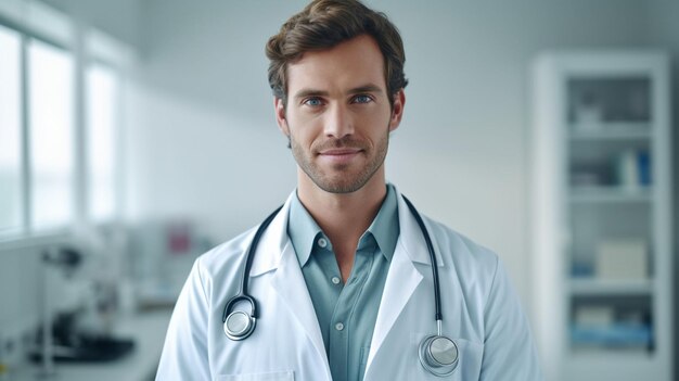 Foto un dottore che indossa una camicia da laboratorio