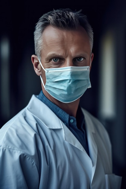 A doctor wearing protection face mask against coronavirus