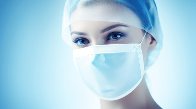 Doctor wearing a protective mask prepares for surgery