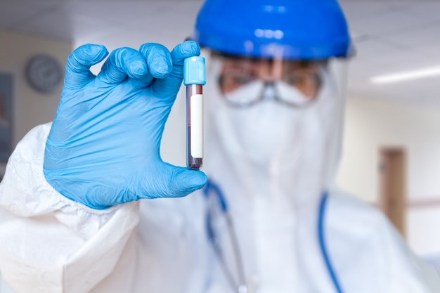 A doctor wearing a protective suit to fight coronavirus pandemic