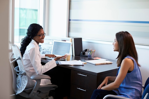 Doctor Wearing White Coat Meeting With Female Patient