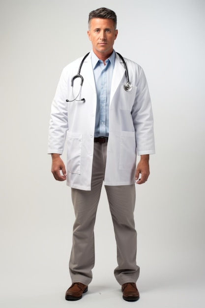 Photo doctor wearing a white coat and stethoscope