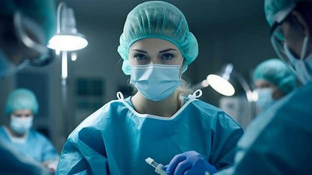 Doctor with face mask and cap in the hospital Doctor portrait with face mask and cap doctor close