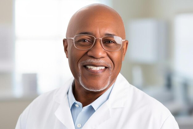 a doctor with glasses and a lab coat