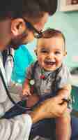 Photo doctor with an infant in the pediatrics area