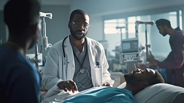 Doctor with patient in emergency room