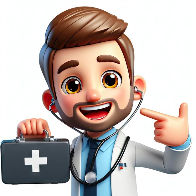 doctor with stethoscope and appointment sheet 3d character ai generative