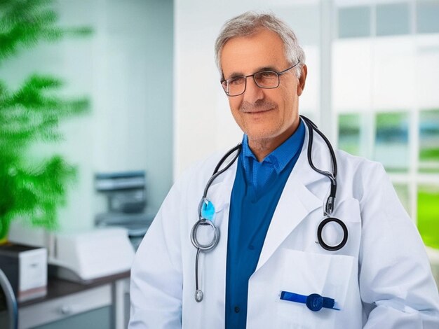 doctor with stethoscope in hand on hospi