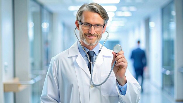 a doctor with a stethoscope in his hand is holding a stethoscope