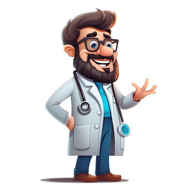 A doctor with a stethoscope in his hand is standing and smiling