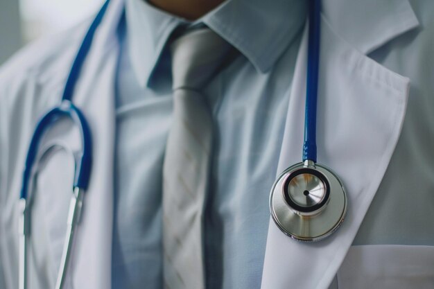 Doctor with a stethoscope in his hands closeup