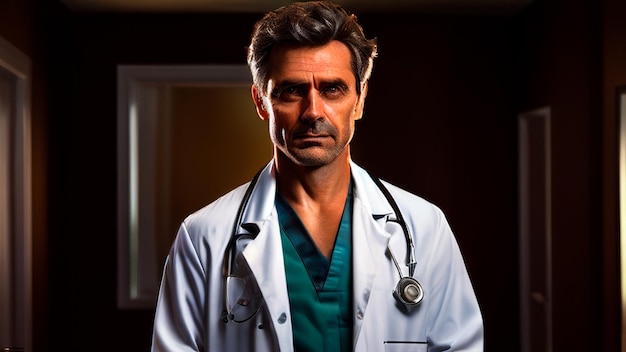 a doctor with a stethoscope on his neck