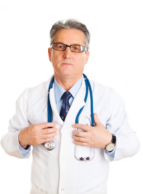 Doctor with stethoscope isolated