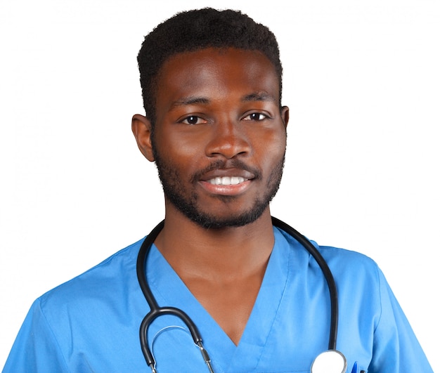 Photo doctor with stethoscope isolated