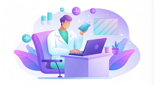 의사 작업 추상 개념 일러스트레이션