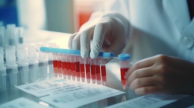 Photo doctor working with sample in test tube