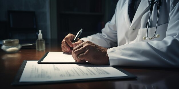 Doctor Writing Medical Prescription with Real Human