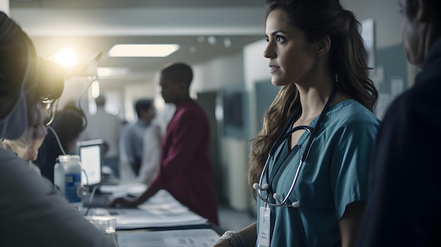 Doctors in a busy urban clinic