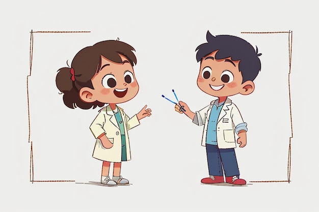 Doctors and children explaining knowledge promotion content cartoon anime wallpaper background