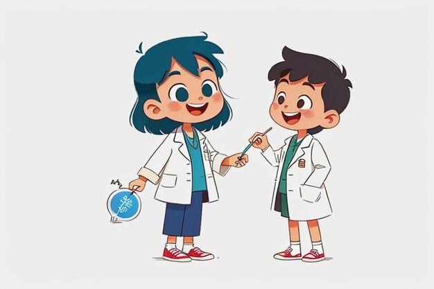 Doctors and children explaining knowledge promotion content cartoon anime wallpaper background