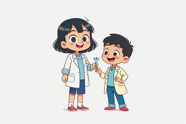 Doctors and children explaining knowledge promotion content cartoon anime wallpaper background