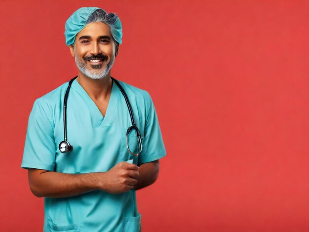 Doctors day banner design with doctor and stethoscope hyper realistic image banner template