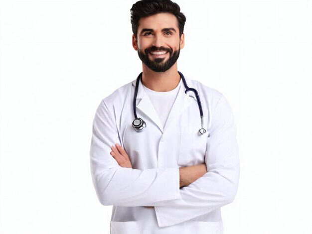 Doctors day banner design with doctor and stethoscope hyper realistic image banner template