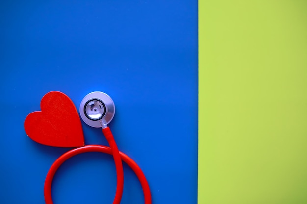 Doctors desk in the clinic's office Stethoscope puzzle heart prescriptions on the table