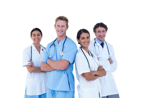 Doctors and nurse with hand crossed together