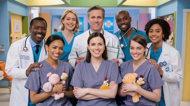 Doctors and nurses smiling at camera