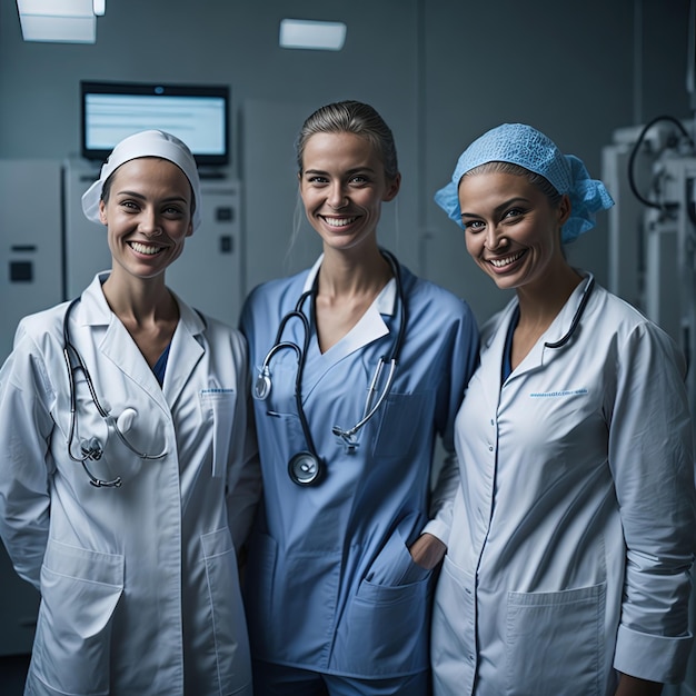 Foto i medici e la propaganda infermieristica sorridenti sono i benvenuti