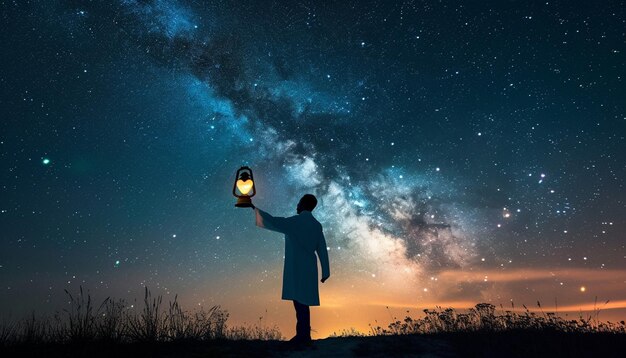 A doctors silhouette against a backdrop of a starry night sky