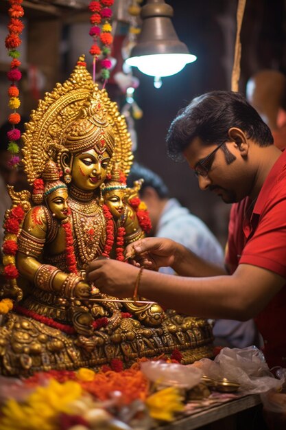 Photo document an artisan crafting ram navami decorations