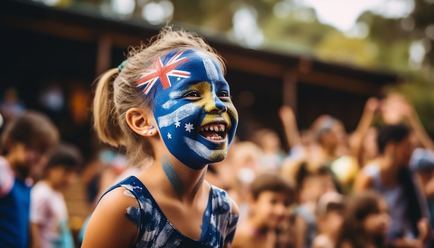 Photo document an australia day community event at a local park with face painting live music performance